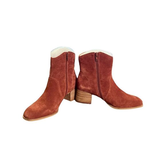 Lucky Brand Women 7.5 Autumn Brandy Soft Suede Western Cowgirl Chunky Heel Boot - Picture 4 of 9